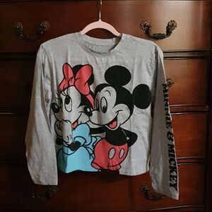 Disney Mickey & Minnie Cropped Graphic Tee S